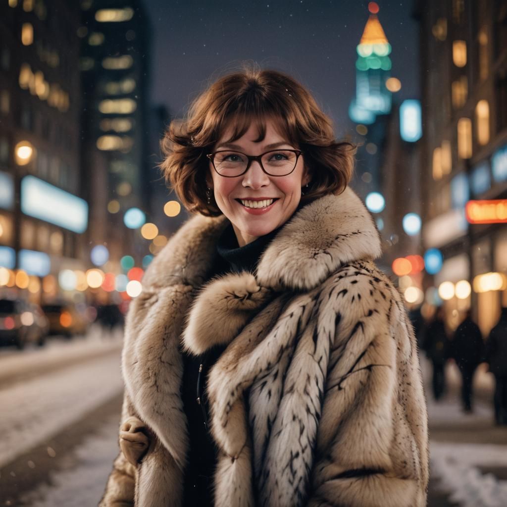 Velma Dinkley Portrait in Fur Coat with Bokeh