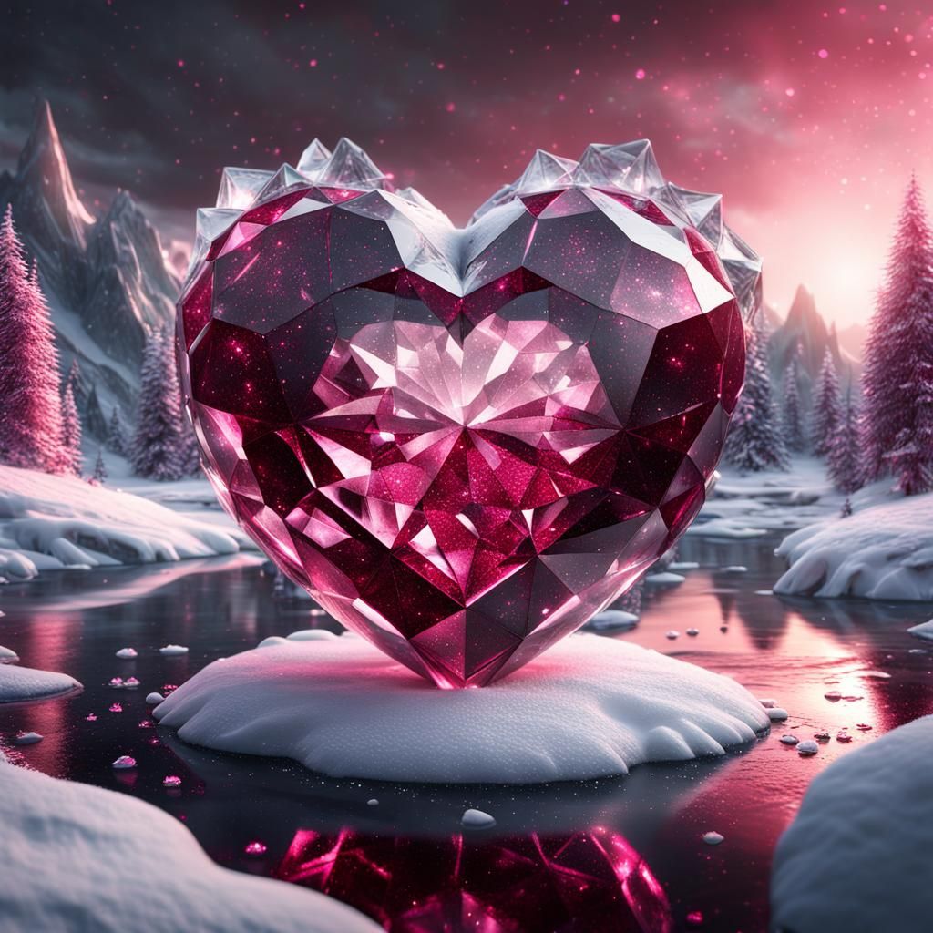 Epic Frozen Heart with Fairy Gems and Glitter