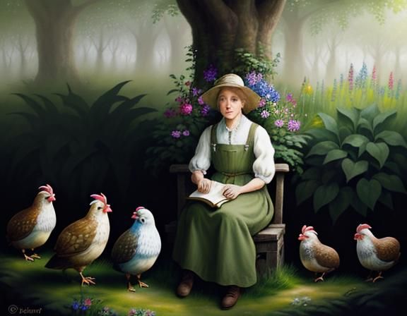 Whimsical Hobbit in Cottage Garden: Watercolor Illustration