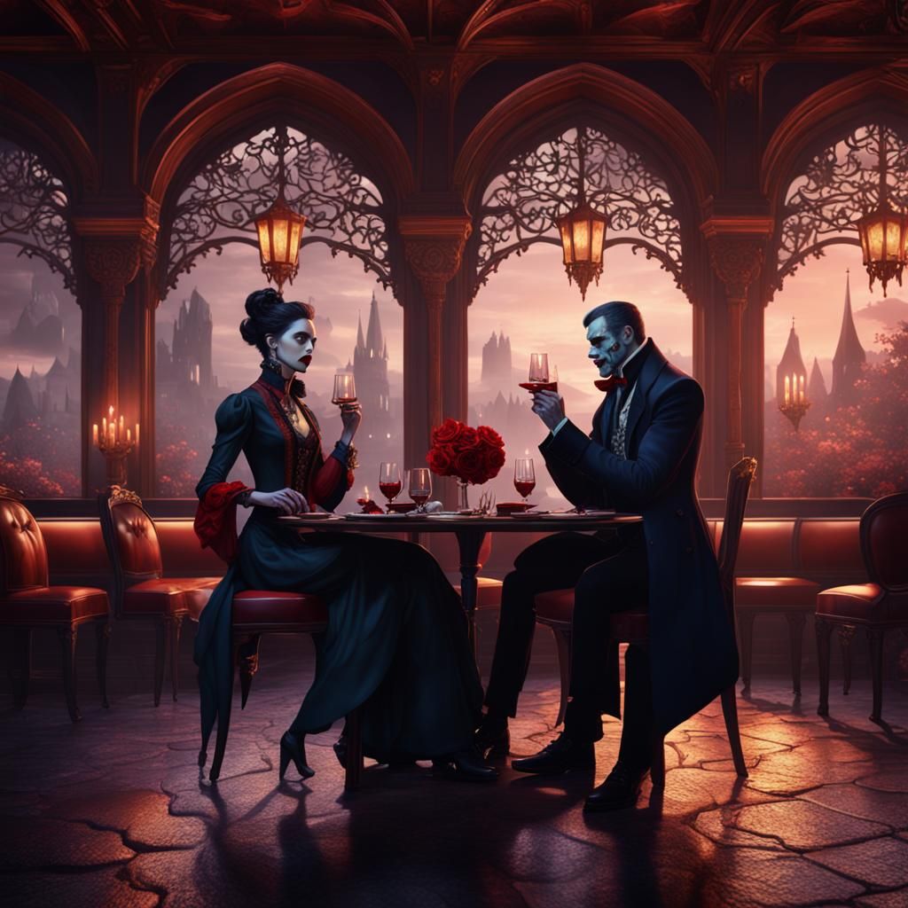 Vampires on a Date: Detailed Matte Painting