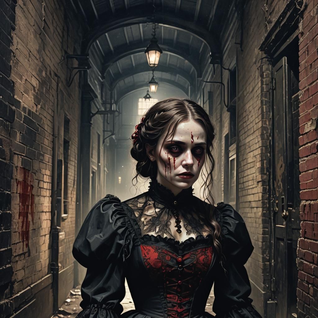 Terrifying Victoria in a Dark Victorian Horror Illustration