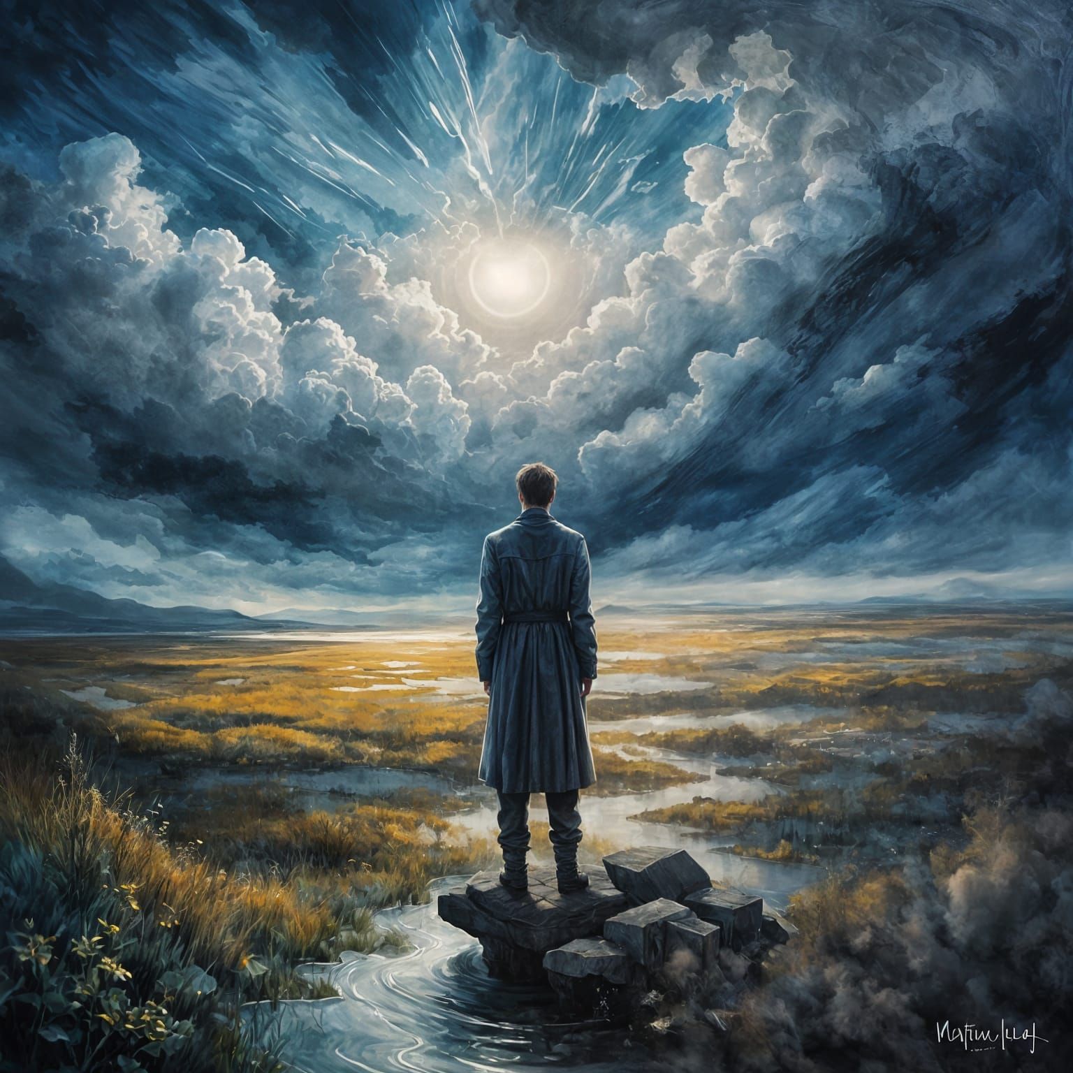 Double Exposure: Emotional Scene of a Lonely Man