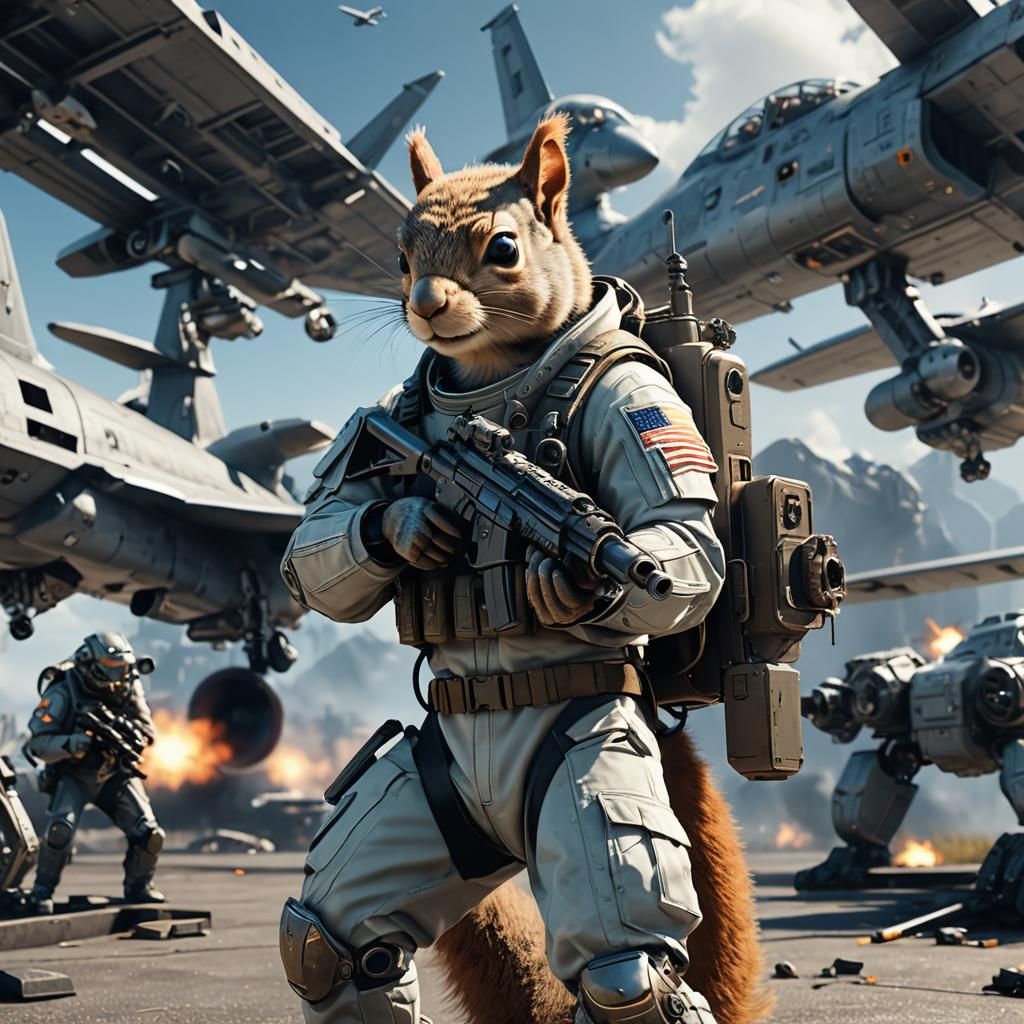 Squirrel Air Force Pilot in Sci-Fi Style