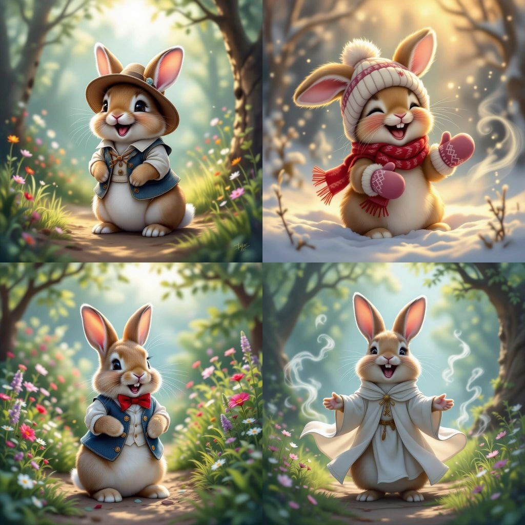 Cute Laughing Rabbit in Ethereal Fantasy Style