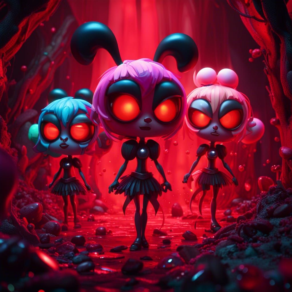 Powerpuff Girls with Blood and Glowing Eyes