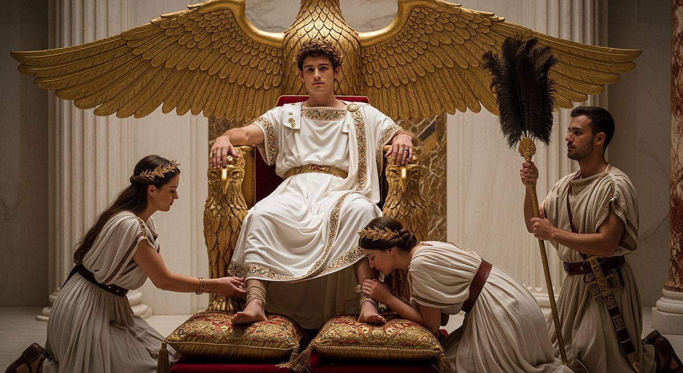 Luxurious Roman Emperor on Eagle Throne