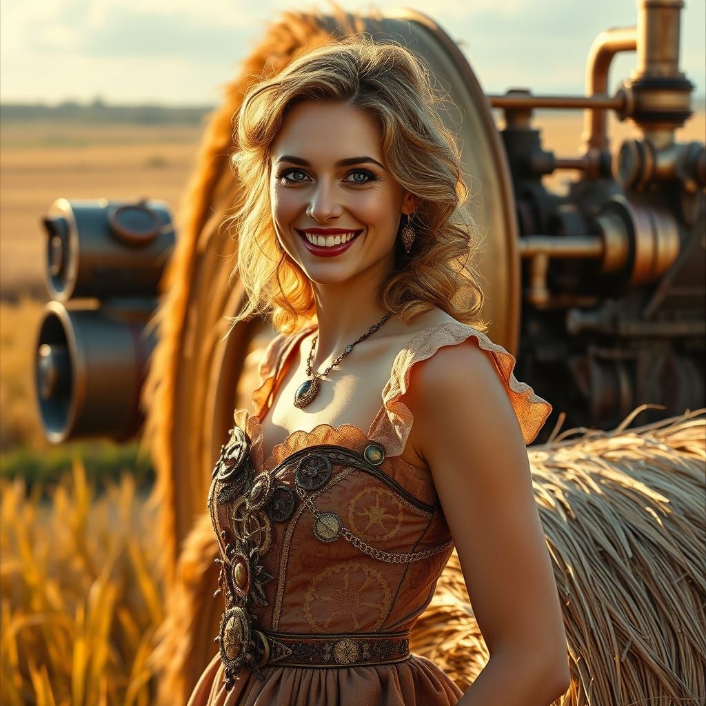 Steampunk Siren in Golden Fields