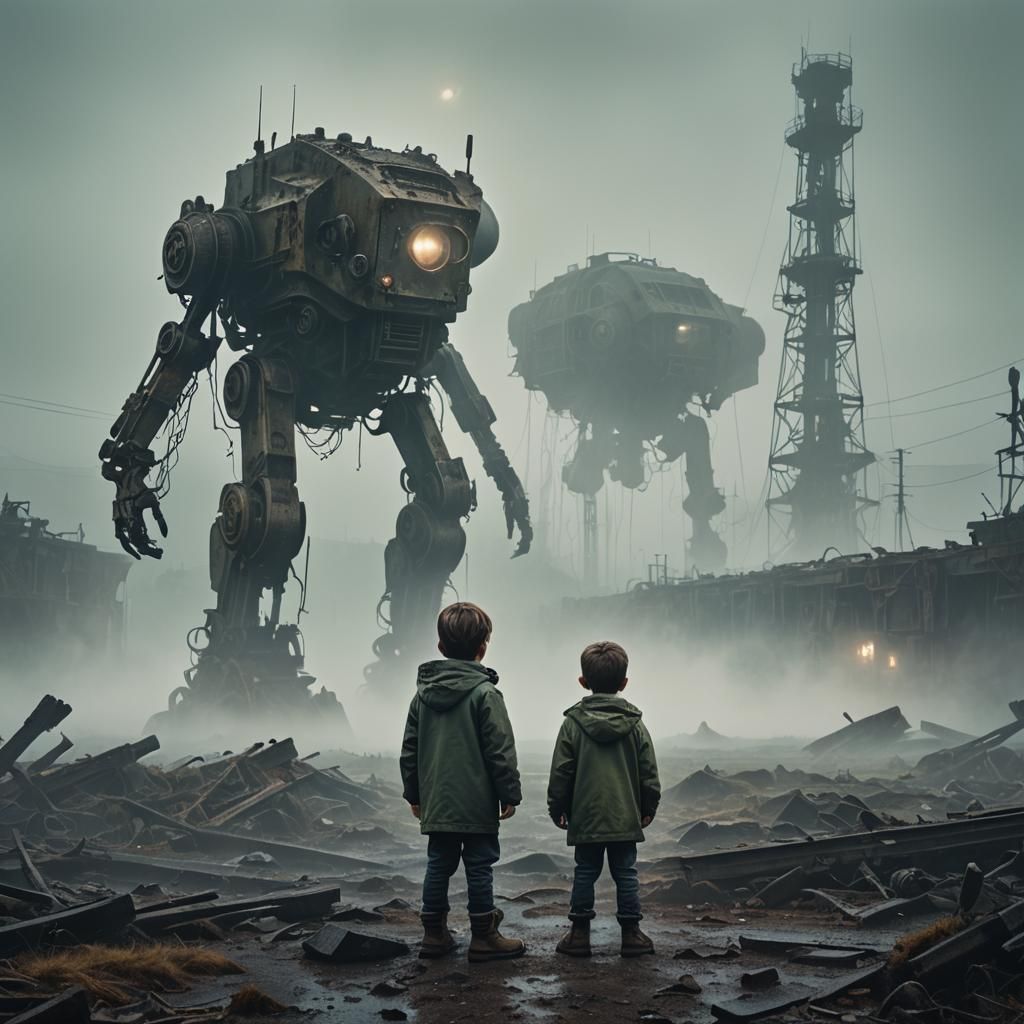 Eerie Encounter: Child and Alien Machinery