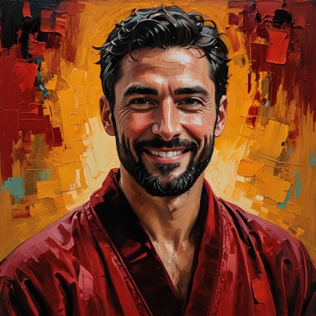 Expressionist Portrait of Man in Red Robe