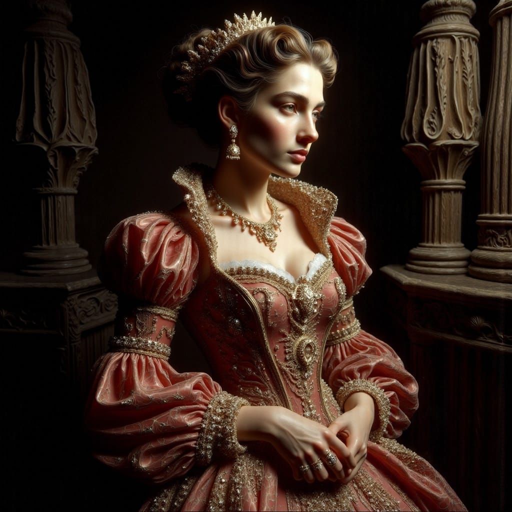 Renaissance Russian Queen in Golden Haze