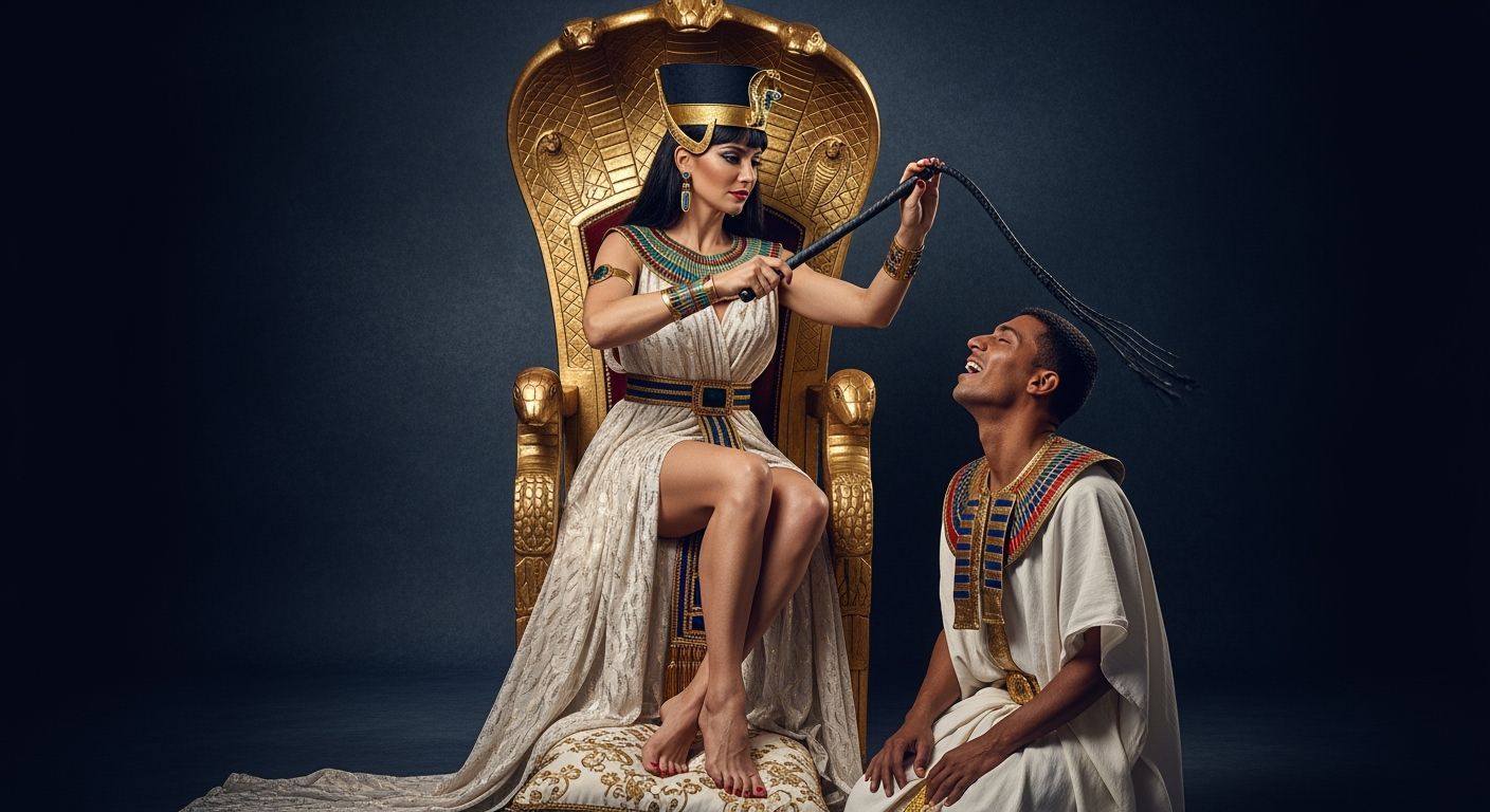 Egyptian Queen on Opulent Throne, Regal Photography