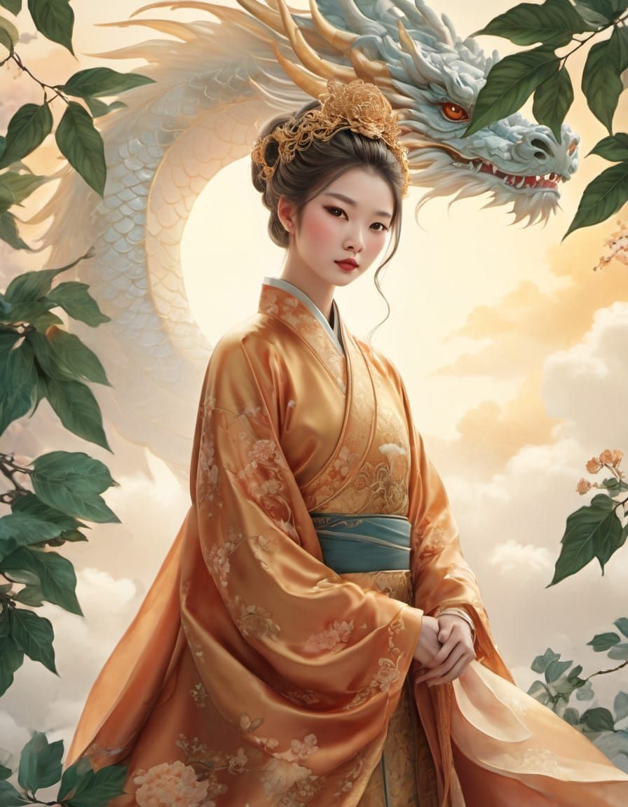 Traditional Chinese Watercolor Portrait of a Serene Song Dyn...