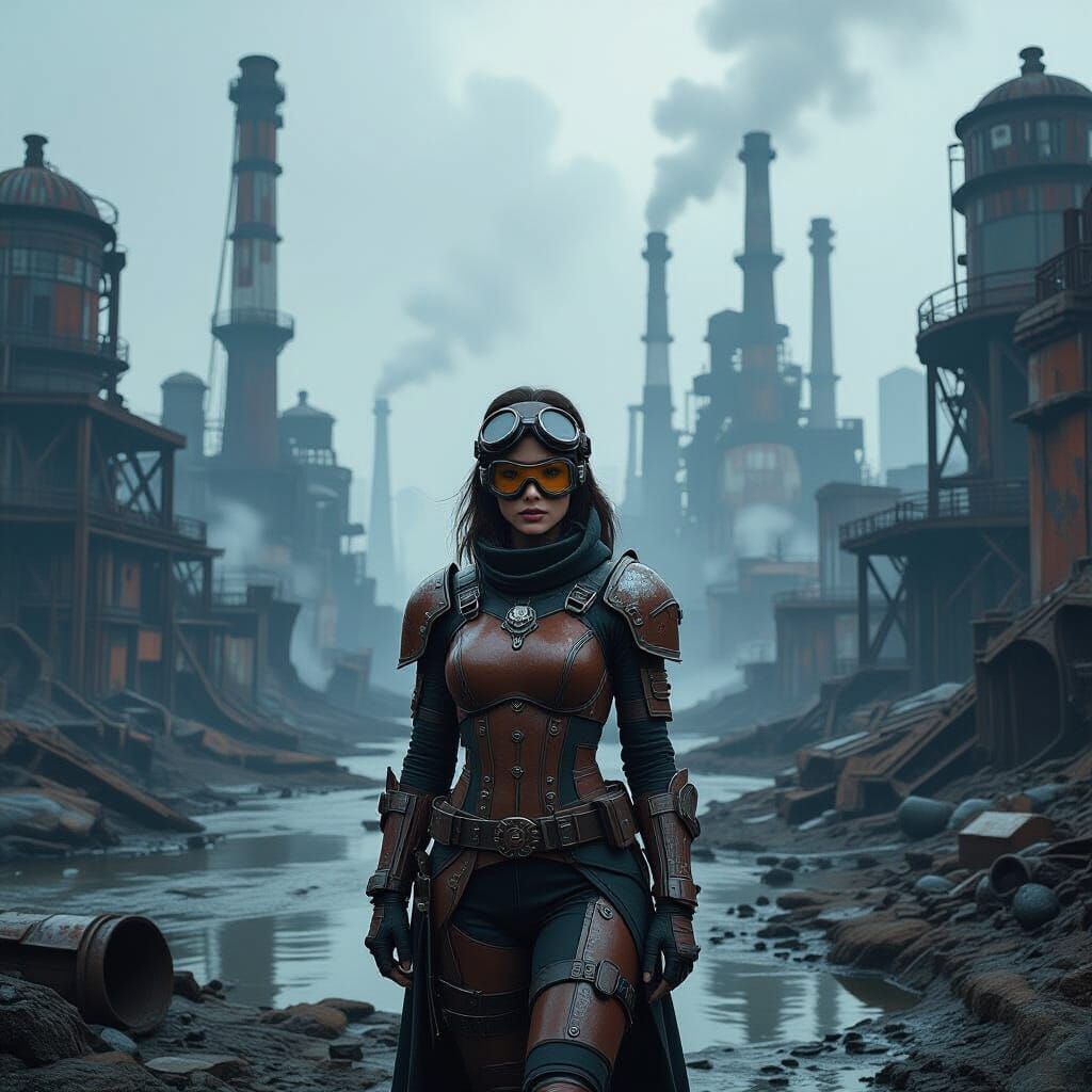 Wasteland Scavenger in Ruined Factoryscape