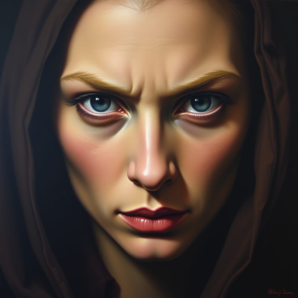 Emotional Portrait in Rembrandt Style with Baroque Influence...