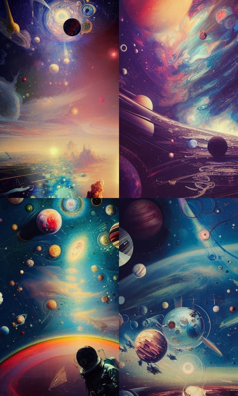 Surreal Outer Space Oil Painting in 16K