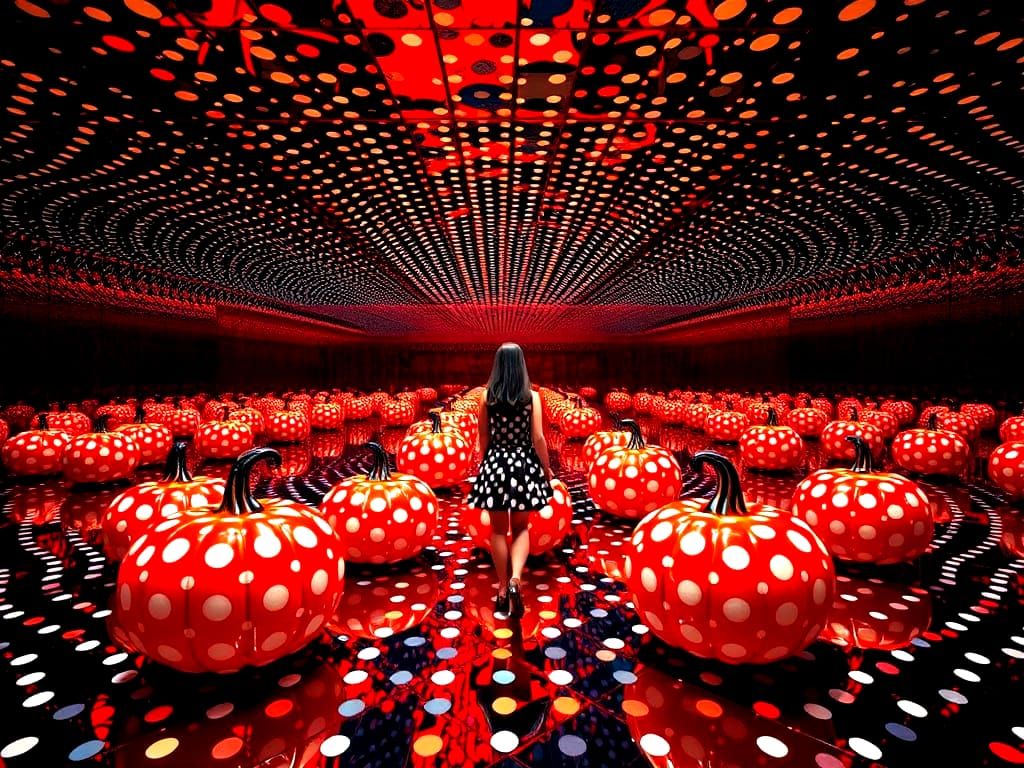 Polka Dot Pumpkin Infinity Room in Kusama Style