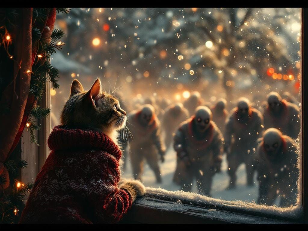 Cozy Cat vs Zombie Horde on Christmas