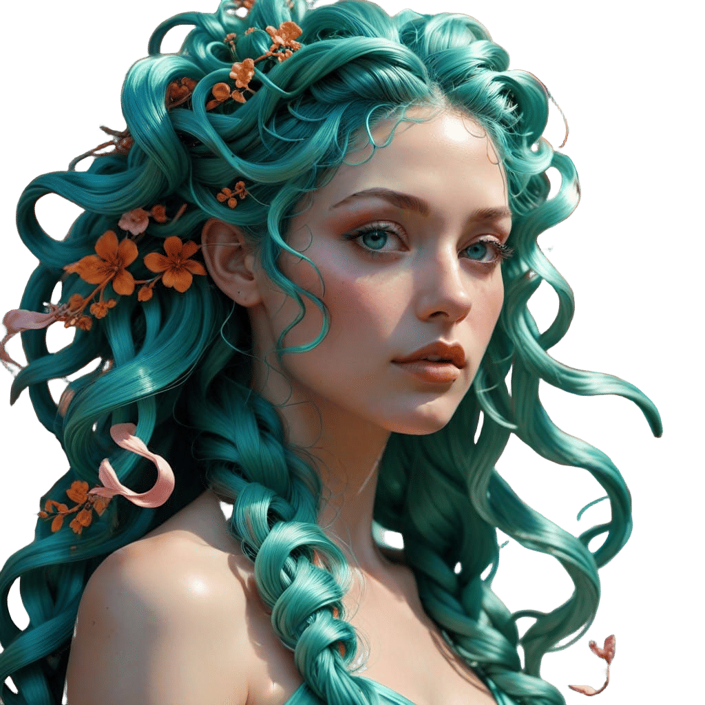 Elegant Gorgon in a Vibrant, Photorealistic Scene