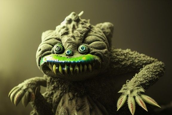 Anthropomorphic Cannabis Creature in Hyper-Realistic Style
