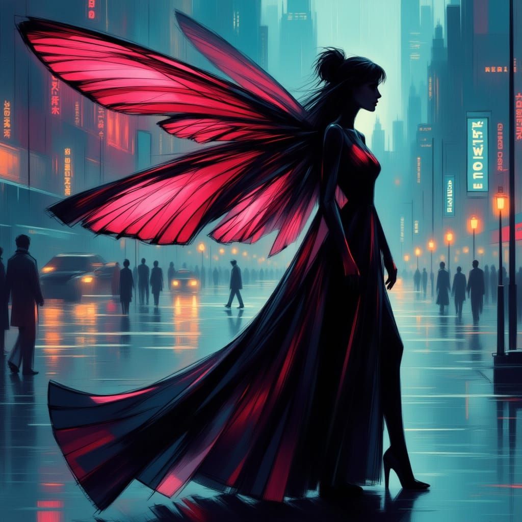 Cyberpunk Miss Firefly in Gala Robe