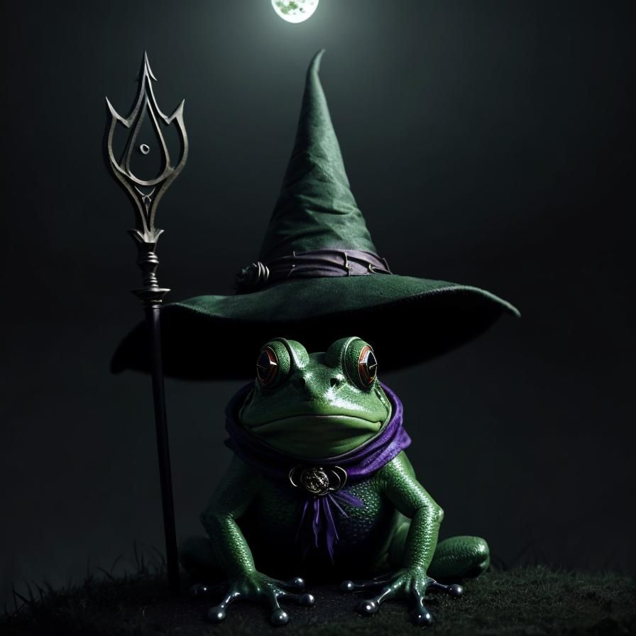 Frog Witch with Magic Staff in Fantasy Style