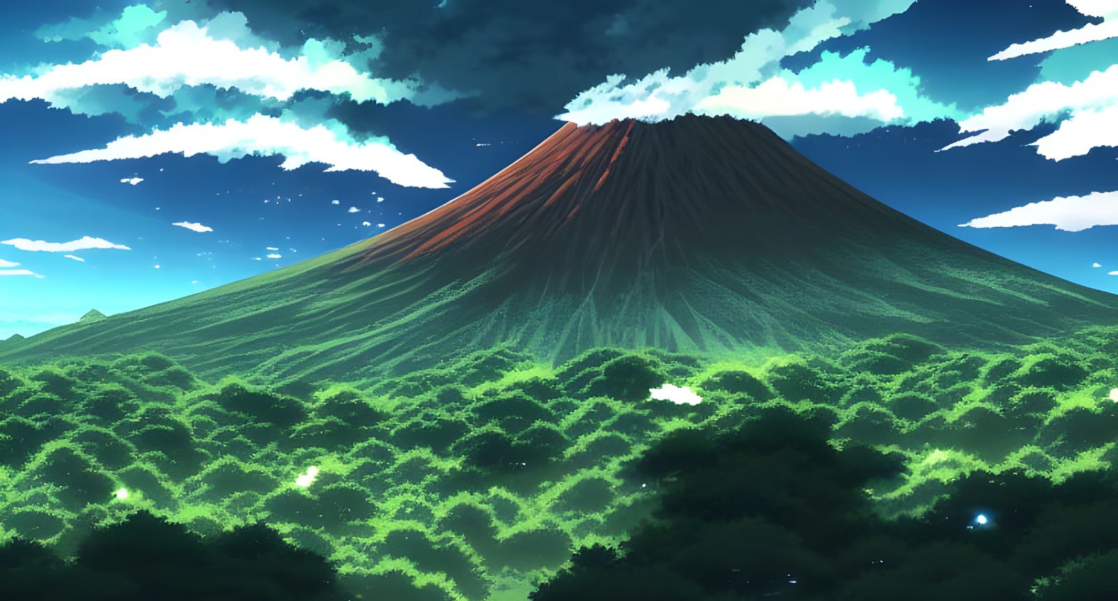 Anime Volcano Landscape in Detailed Style
