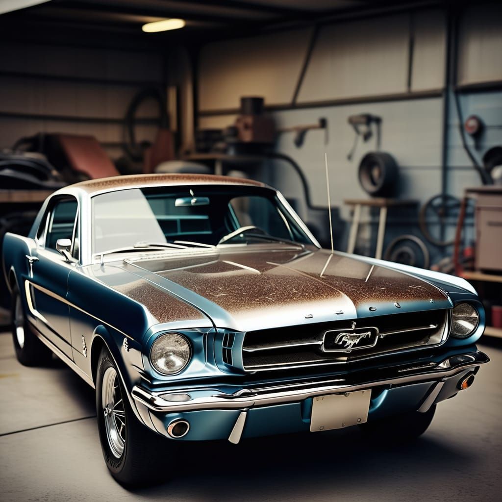 1965 Mustang V8 Biomechanical Chrome Portrait