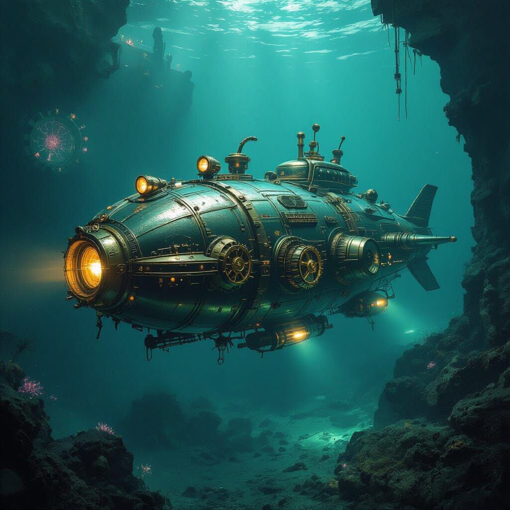 Steampunk Submersible Explores Alien Ocean Depths