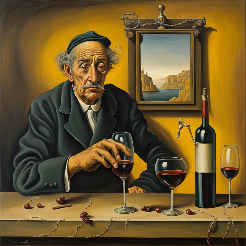 Old Sailor in Port Tavern, Surrealist Style