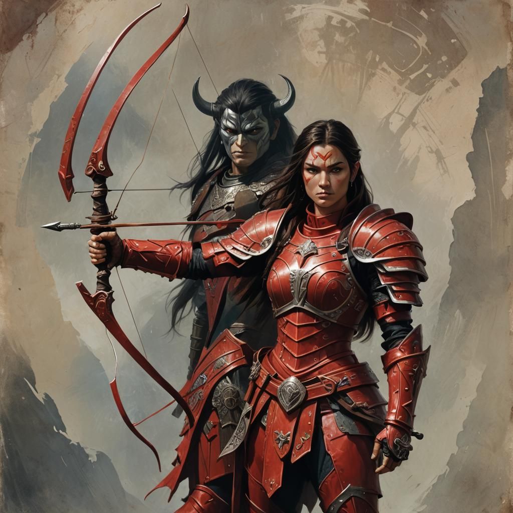 A strong female warrior archer