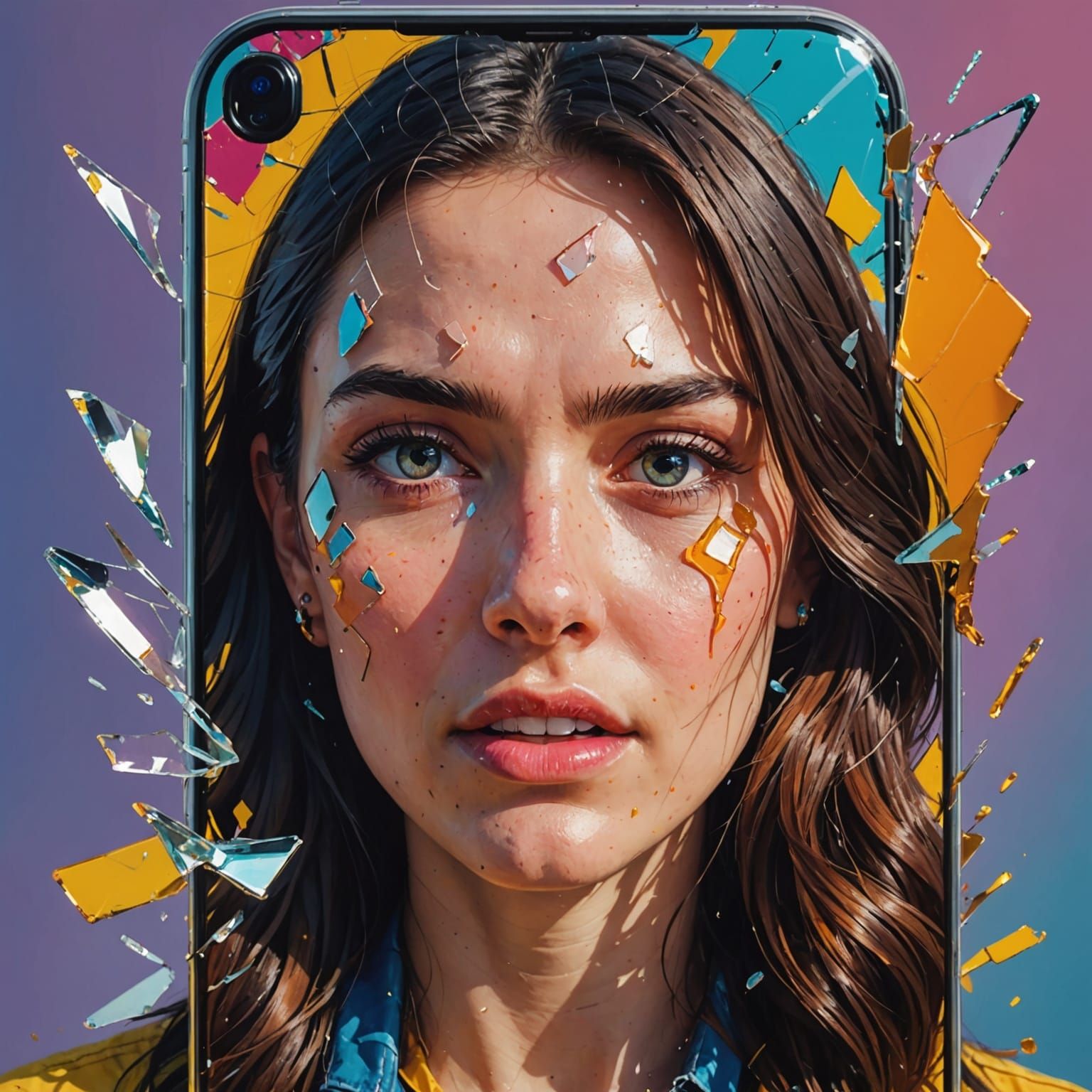 Haunting Portrait of a Broken Beauty in Hyperrealistic Style