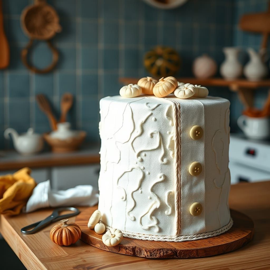 Denim Fabric Cake with Tailoring Details