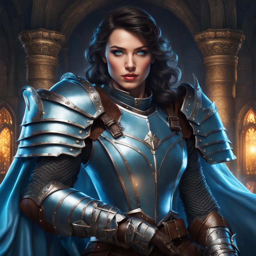 Pin-Up Knight in Dark Leather Armor