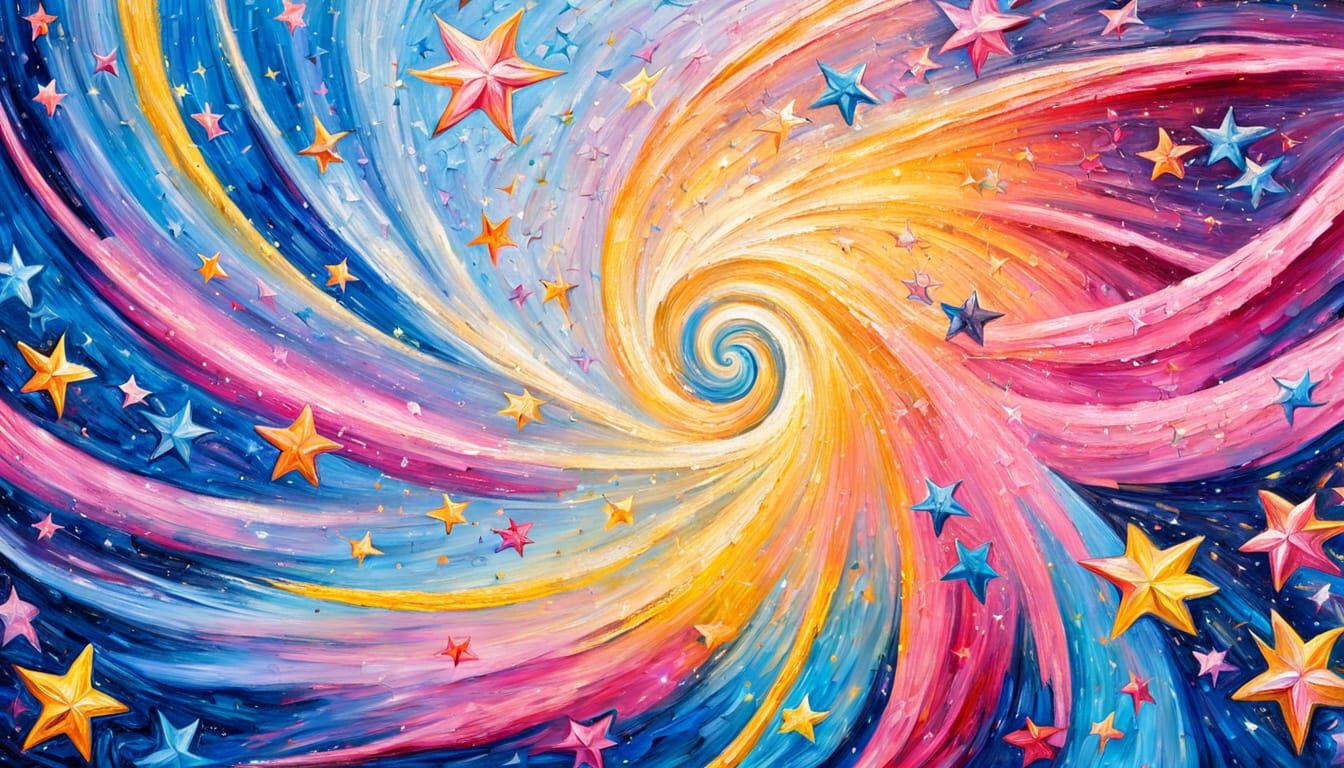 Vibrant Celestial Swirl in Neo-Expressionist Style