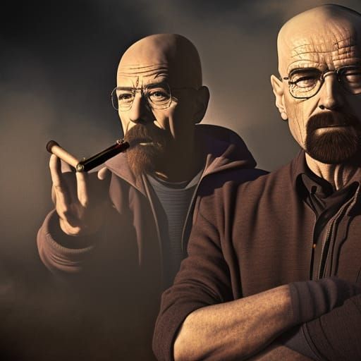 Breaking Bad Characters Smoking in Detailed Matte Painting