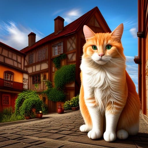 Orange Tabby Cat Mayor of Medieval Town