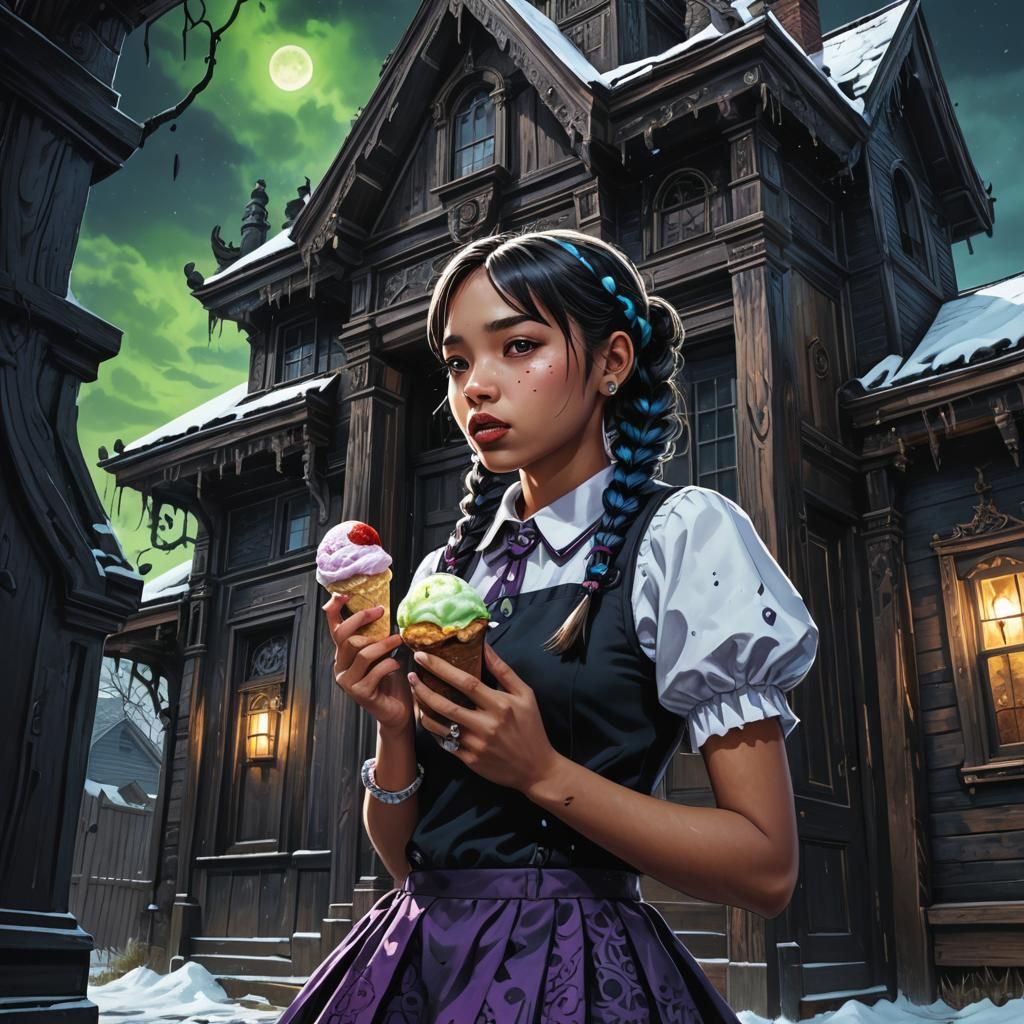 Gothic Horror: Latina Girl with Ice Cream