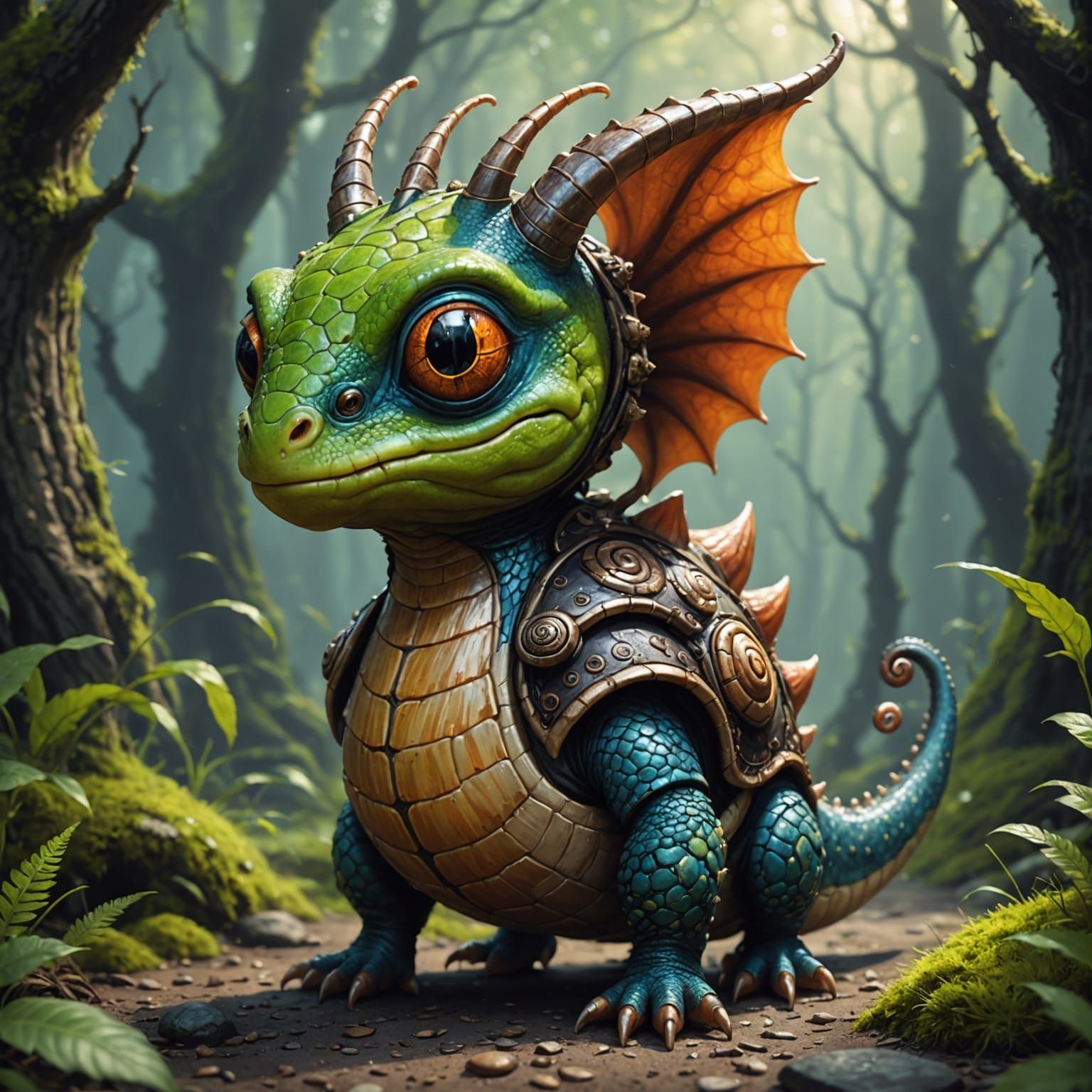Cute Snail Dragon Combination Art