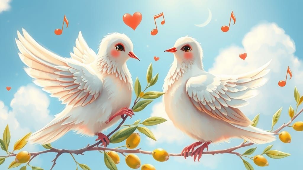 Whimsical Doves in Dreamy Watercolor Style