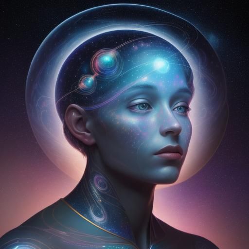 Cosmic Mind: Holographic Astral Illustration