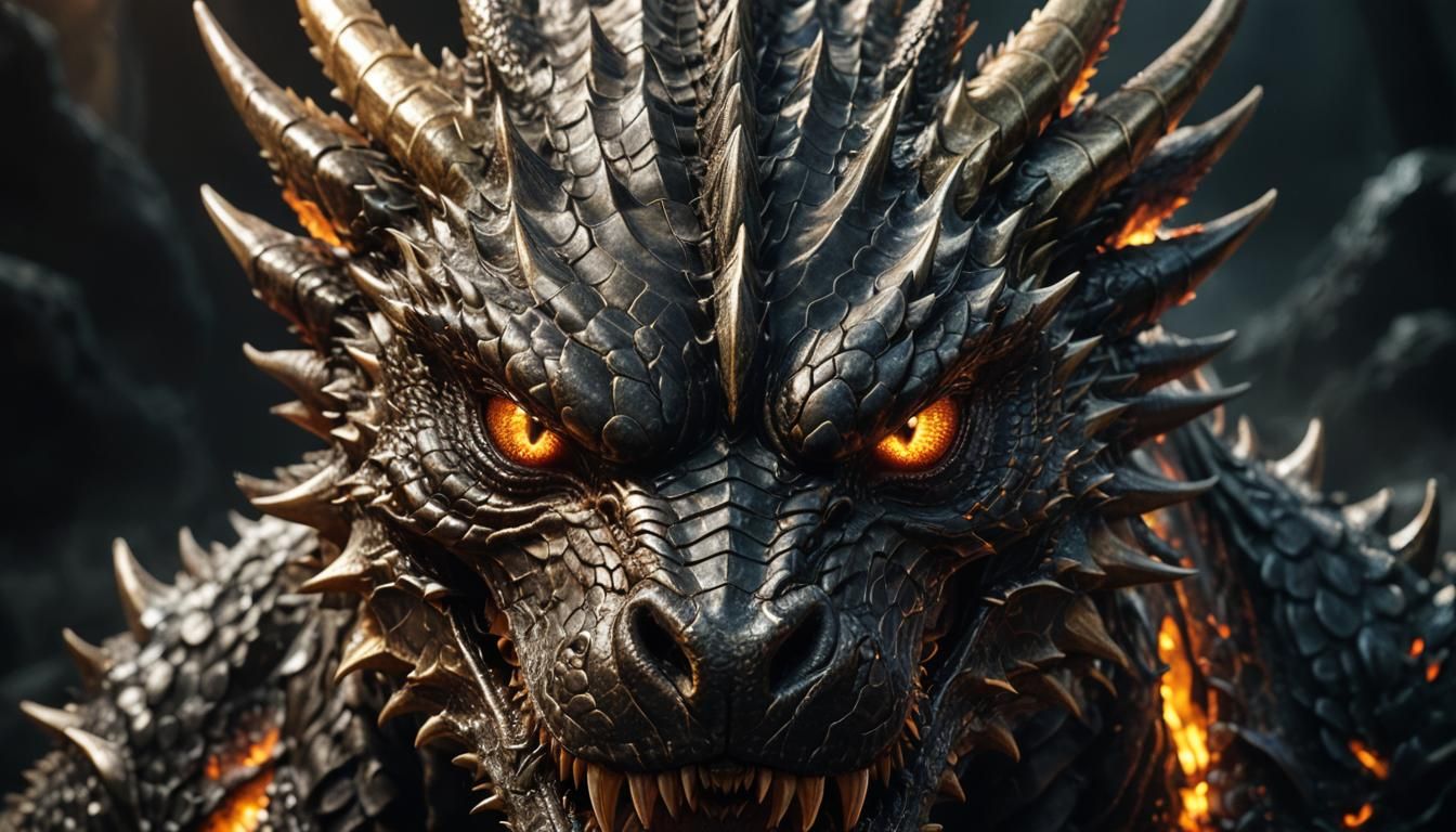 Fierce Dragon Head Portrait in Hyper-Realistic Style