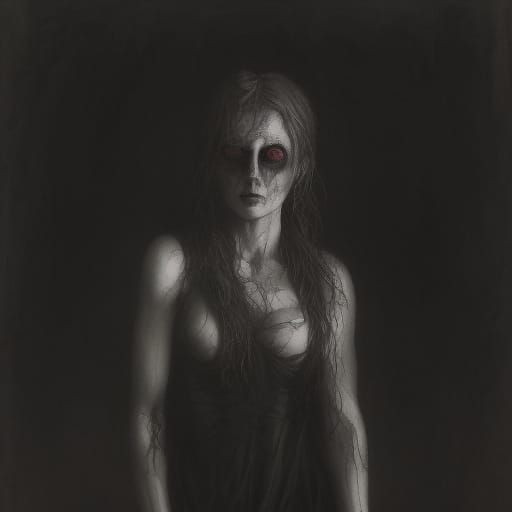 Sinister Dark Witch Portrait in Horror Style