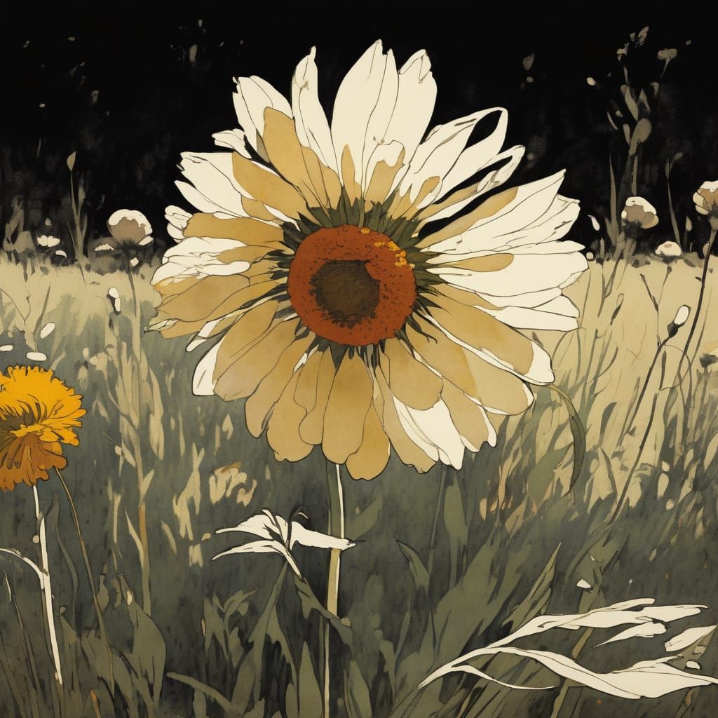 Wildflower Field in American Realism Style