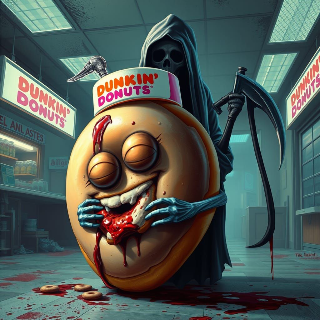 Gory Donut Cannibalism in Horror Style