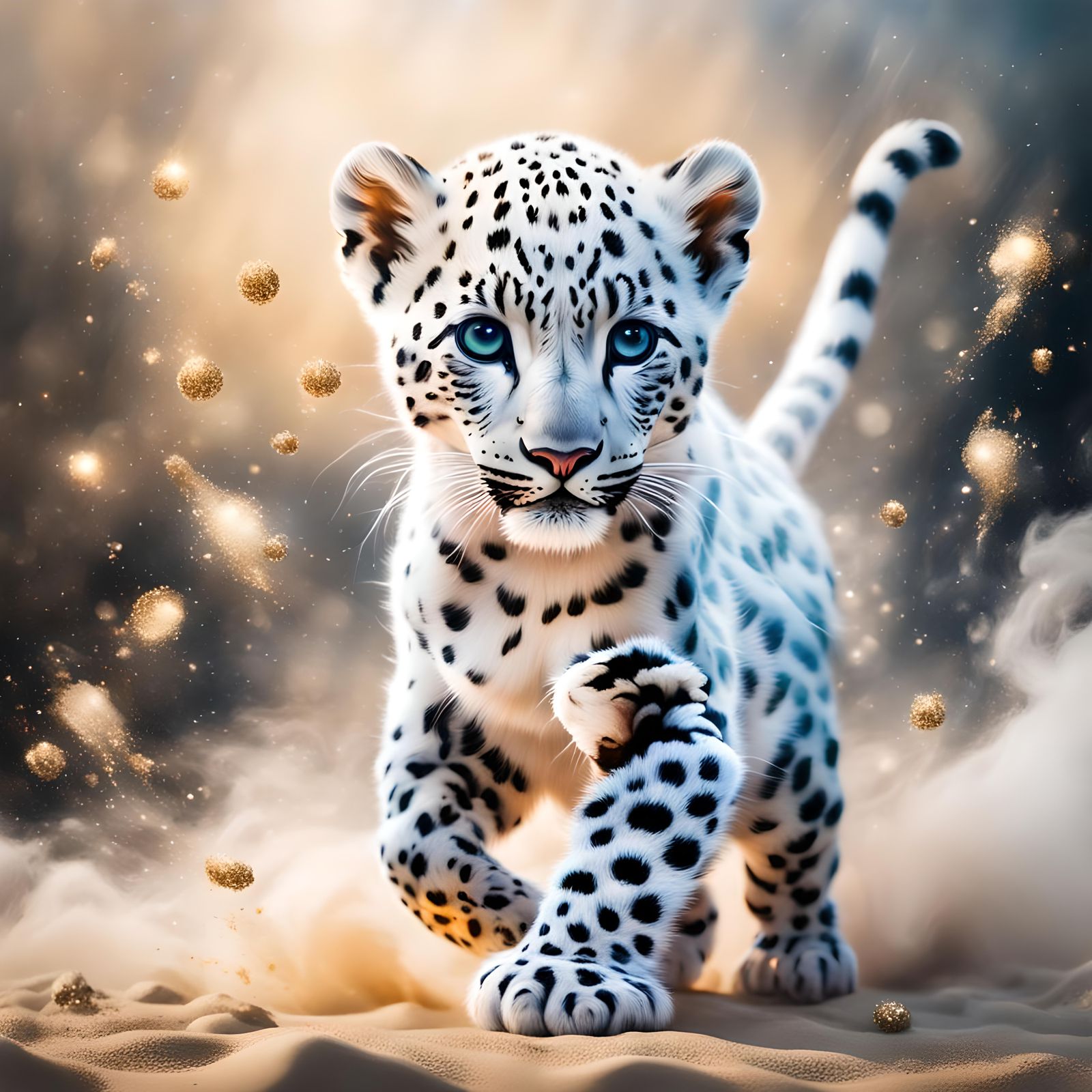 Baby white leopard