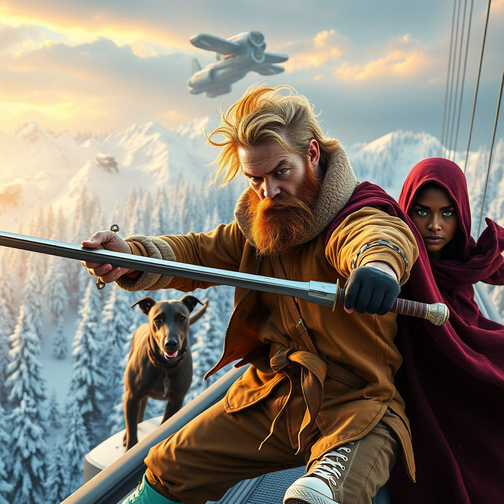 Futuristic Duel Between Celtic Captain and Swordsman