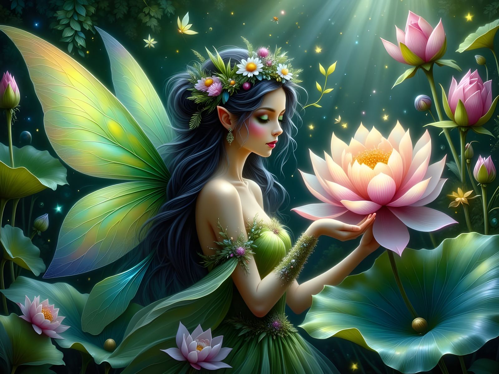 Mystical Fairy Queen Radiates Healing Magic in a Whimsical W...