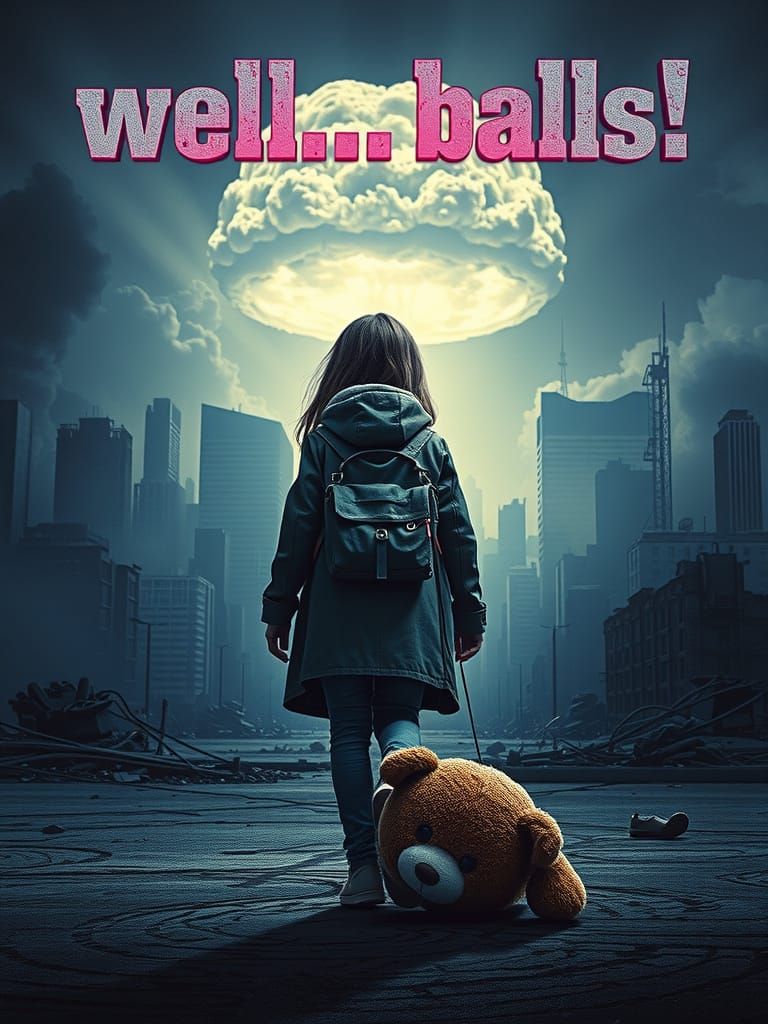 Cyberpunk Cityscape in Ruins: A Young Girl's Gritty Escape