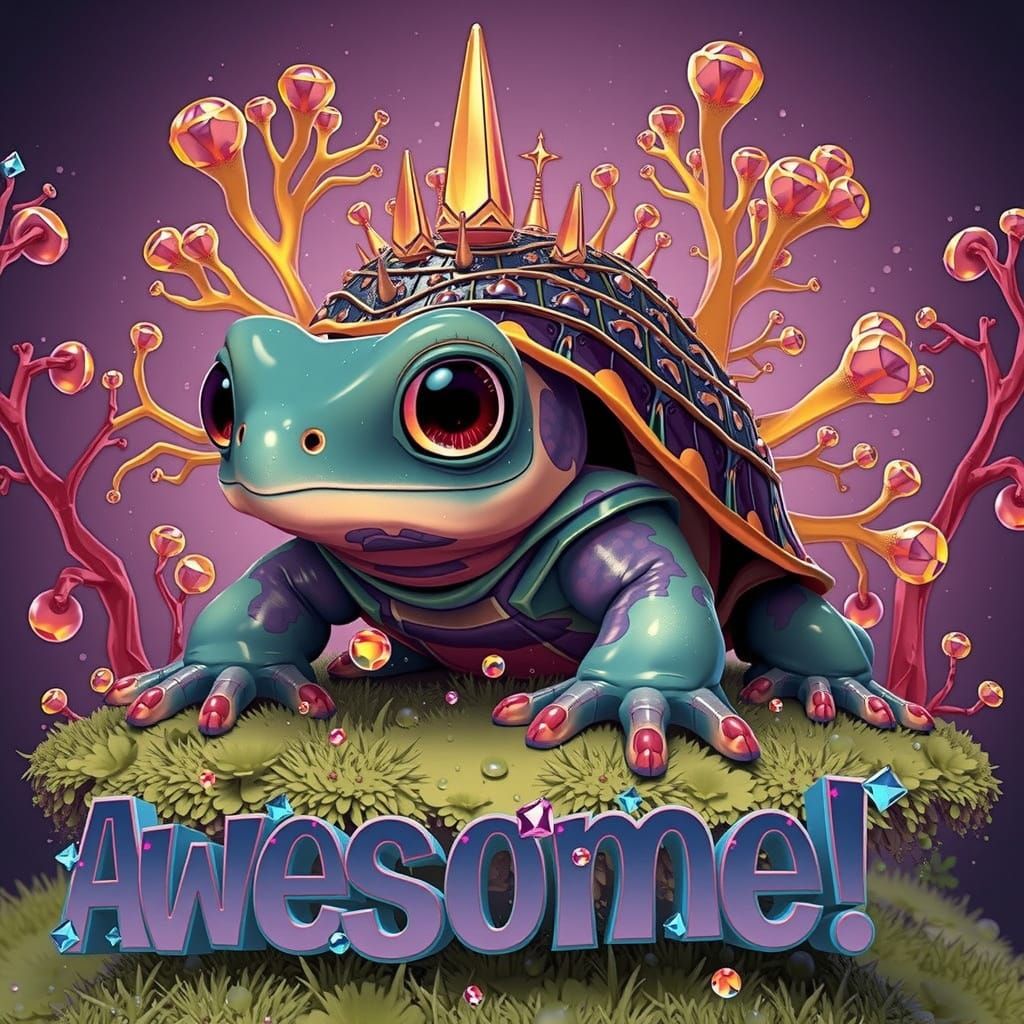 Frog-Tortoise Creature Emerges in Futuristic Style