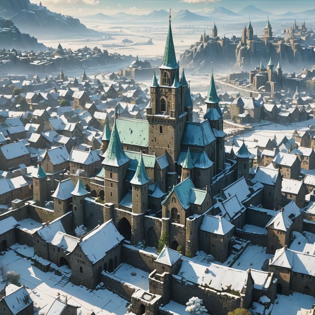 Fortified City in Winter: A Digital Matte Painting